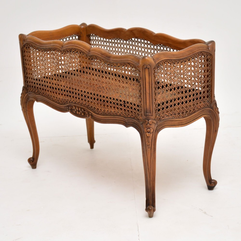 Antique French Walnut & Cane Plant Holder