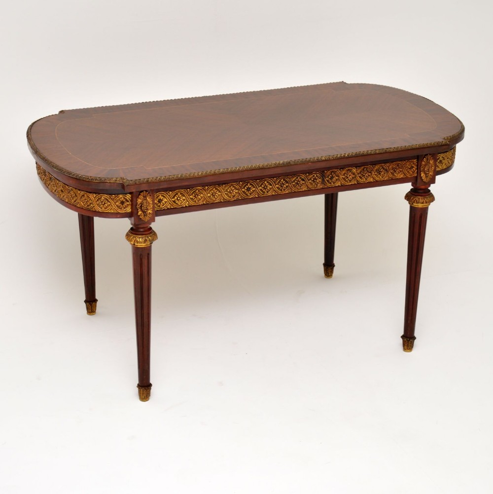 Antique French Inlaid King Wood Coffee Table