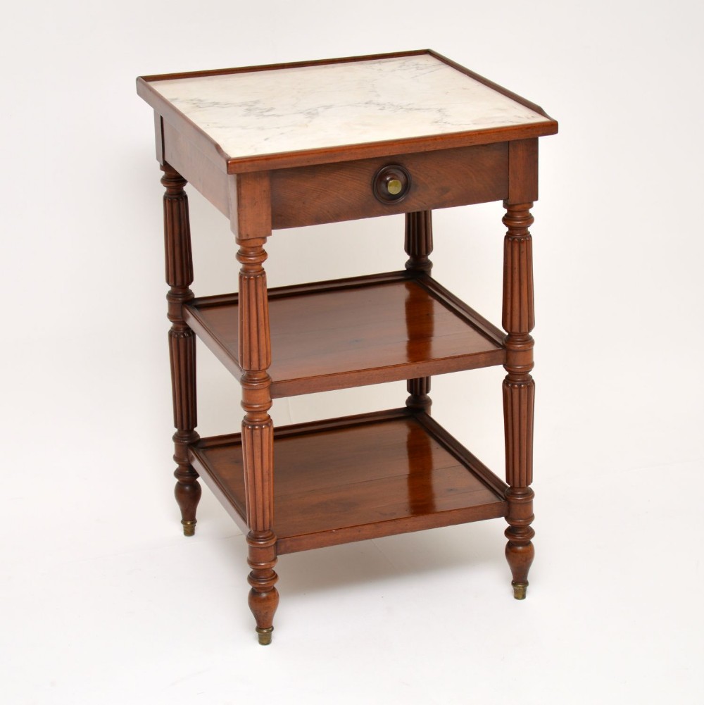 
Antique French Marble Top Mahogany Side Table