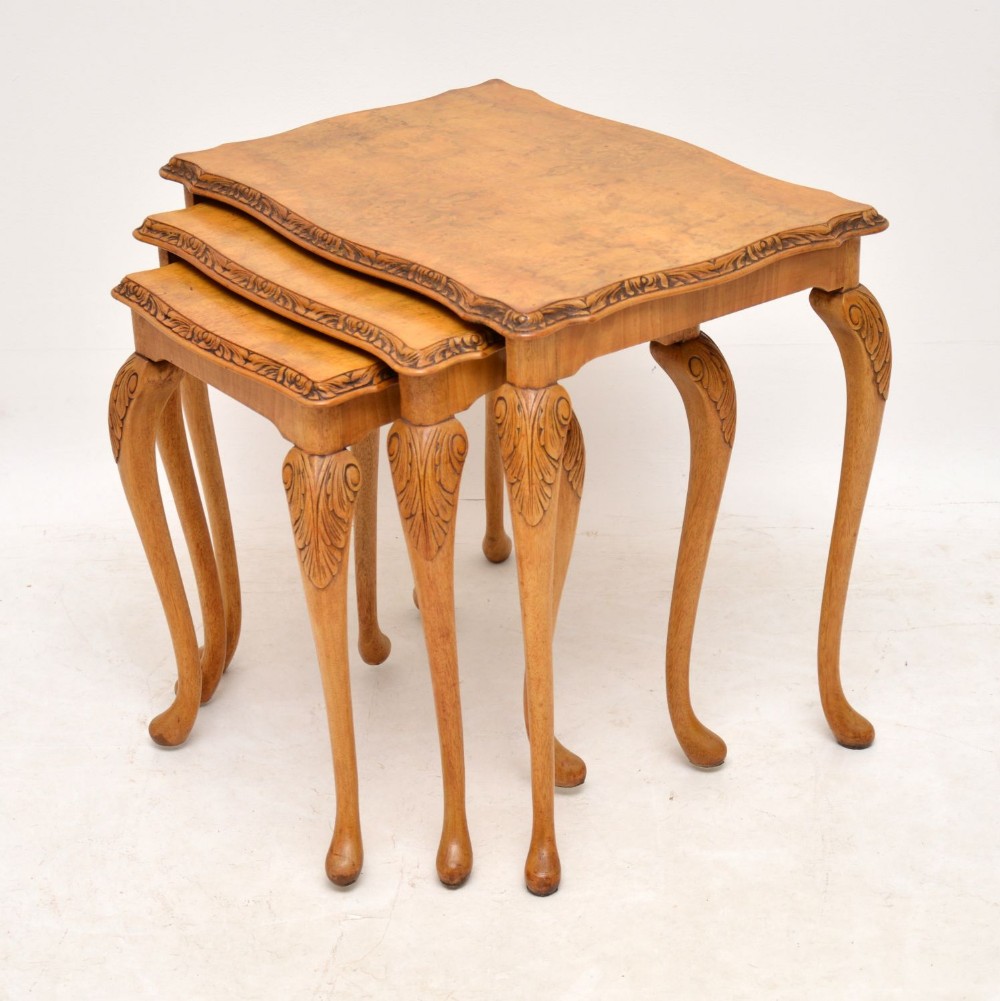Antique Queen Anne Style Walnut Nest of Tables