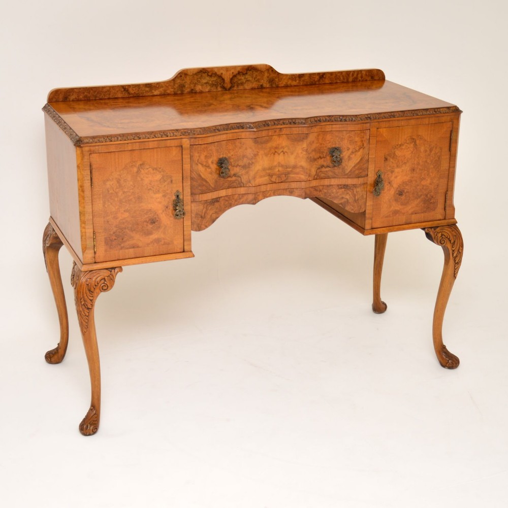Antique Queen Anne Style Burr Walnut Server / Sideboard
