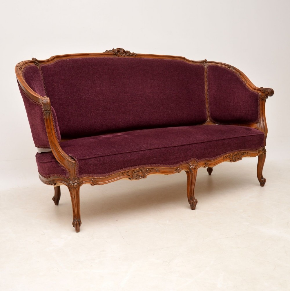 Antique French Carved Walnut Sofa