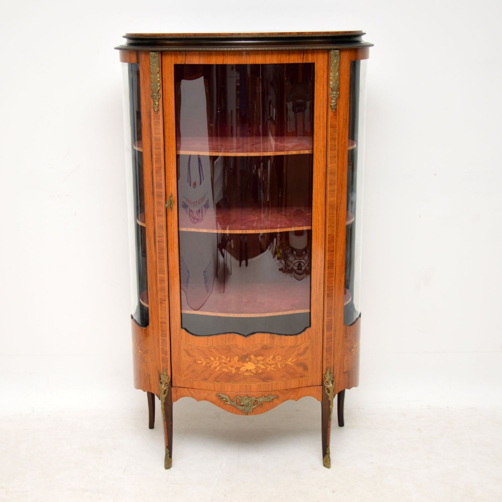 Antique French Inlaid Marquetry Display Cabinet