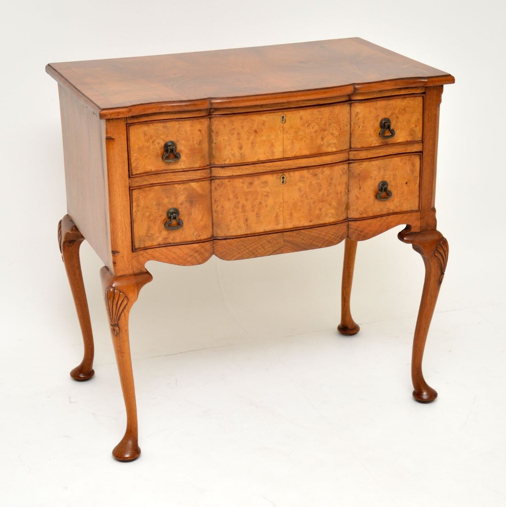 Antique Burr Walnut Low Boy Chest / Side Table