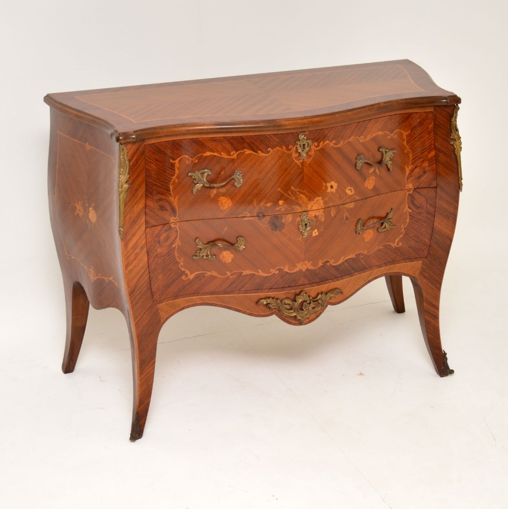 Antique French Inlaid Marquetry Bombe Chest