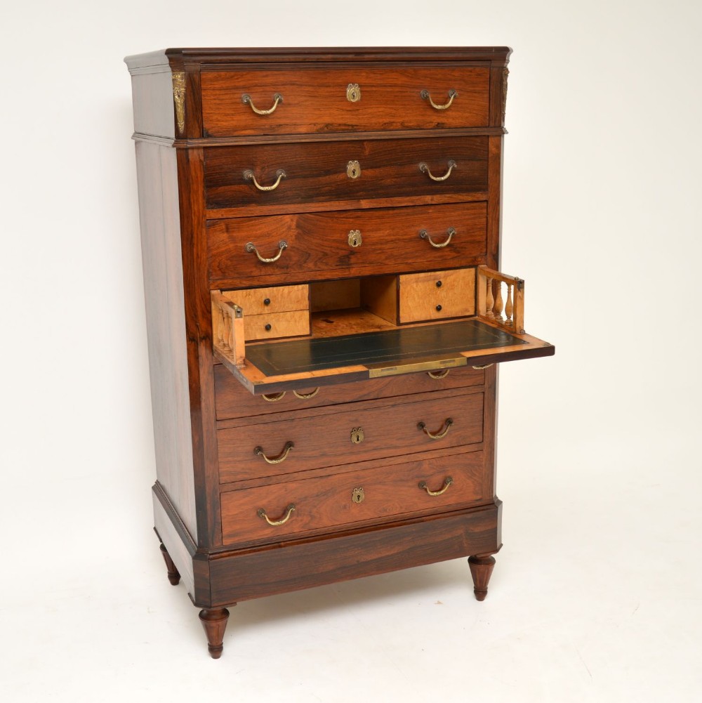 Antique Rosewood Biedermeier Secretaire Chest of Drawers