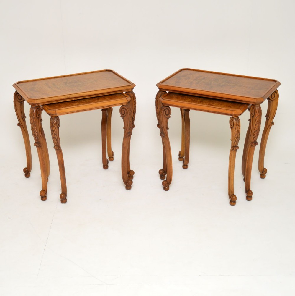 Pair of Antique Burr Walnut Nesting Side Tables