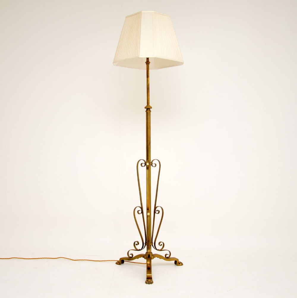 Antique Brass Rise & Fall Floor Lamp Stand