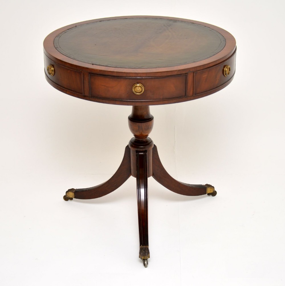 Antique Regency Style Mahogany & Leather Drum Table