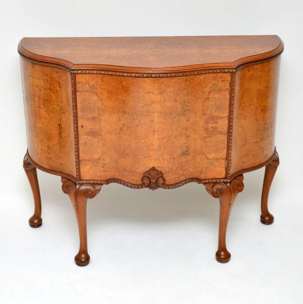 Antique Queen Anne Style Burr Walnut Cabinet