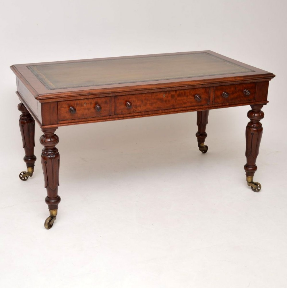 Large Antique William IV Mahogany Leather Top Writing Table