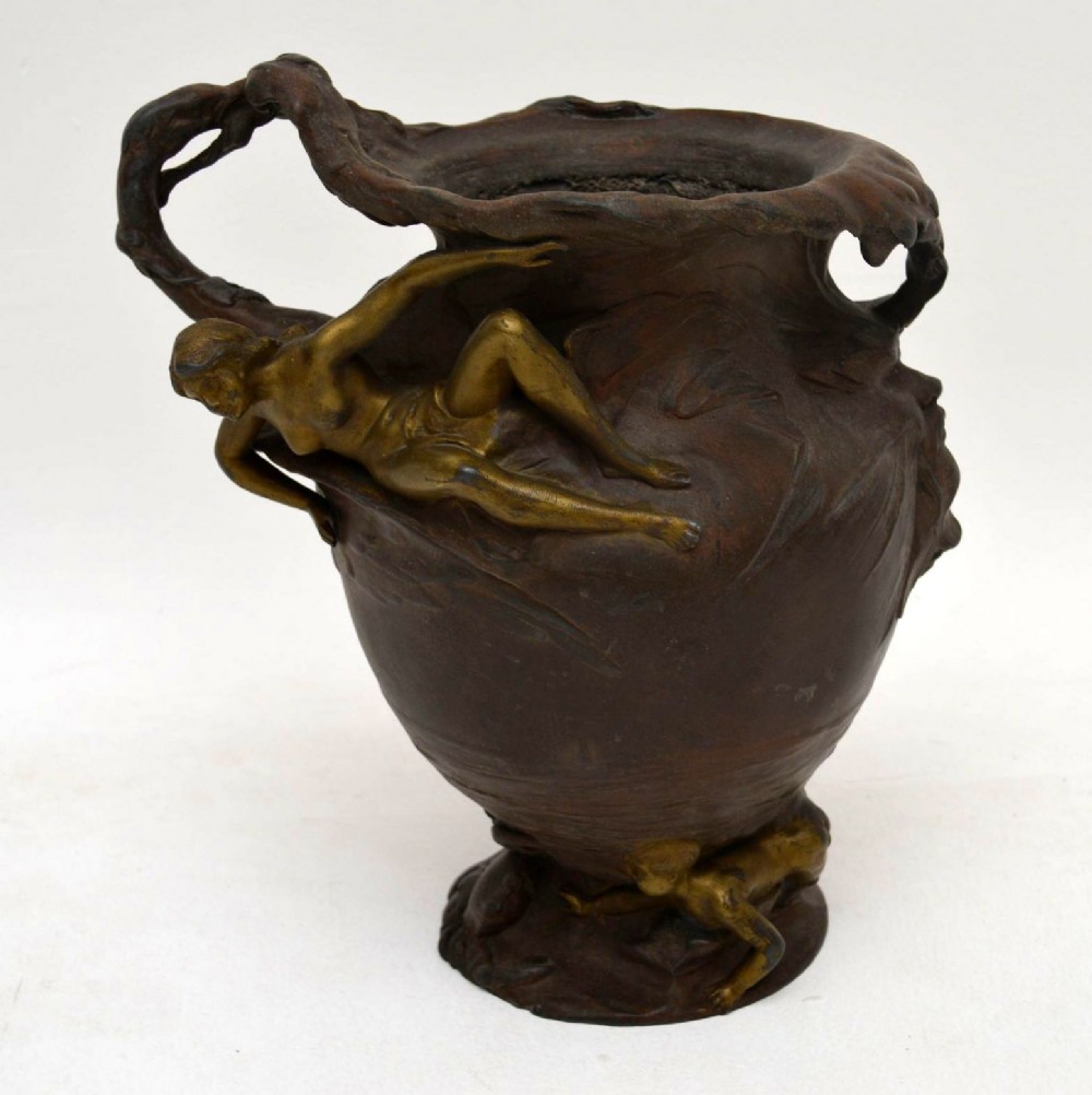 French Antique Art Nouveau Bronze Urn