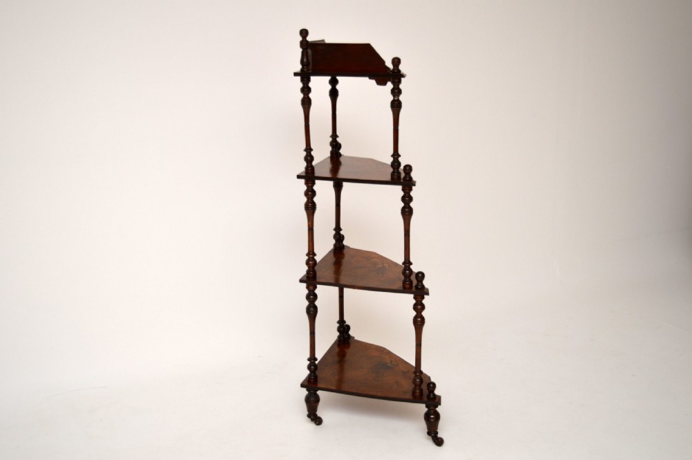 Antique Victorian Walnut Inlaid Corner What Not View IV