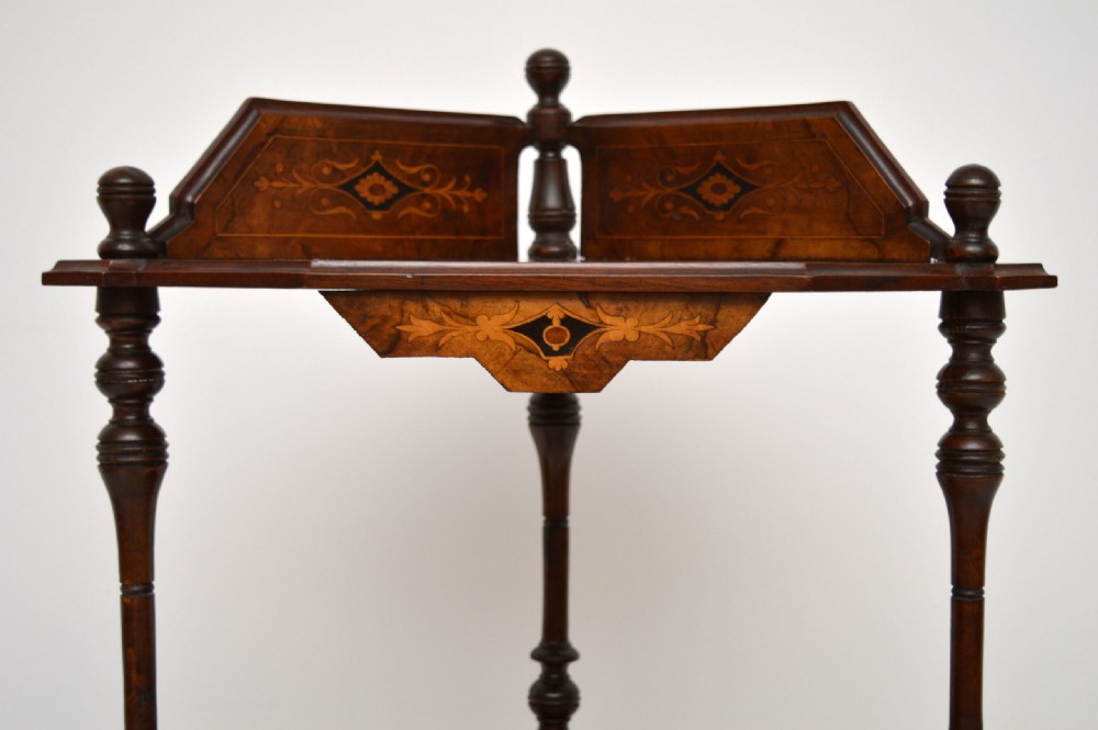 Antique Victorian Walnut Inlaid Corner What Not View VI