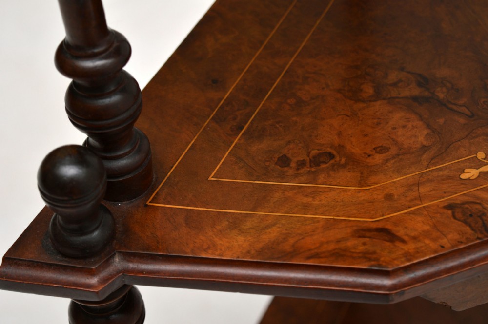 Antique Victorian Walnut Inlaid Corner What Not View XIII