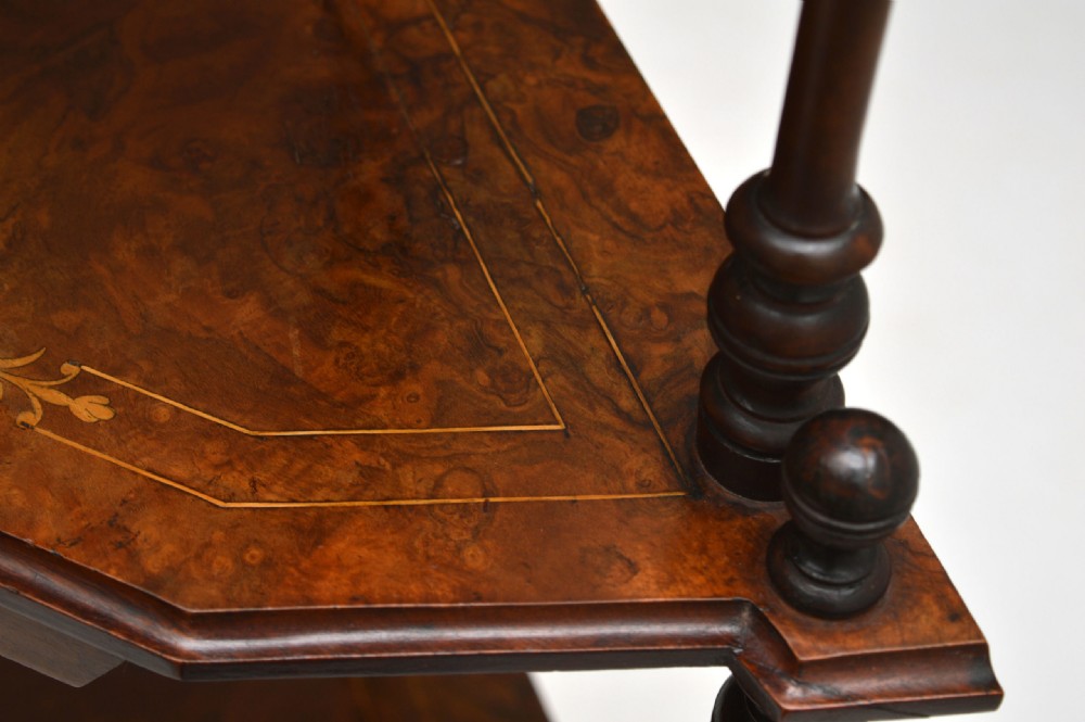Antique Victorian Walnut Inlaid Corner What Not View XIV