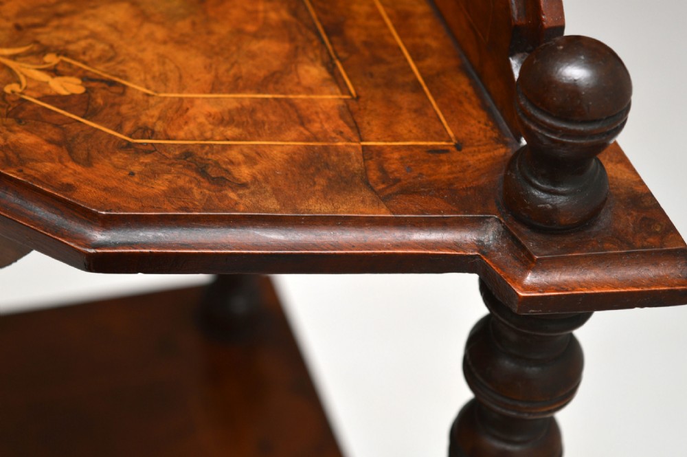 Antique Victorian Walnut Inlaid Corner What Not View XV