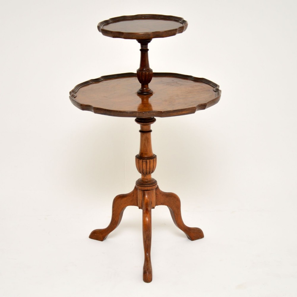 Antique Figured Walnut Two Tier Table
