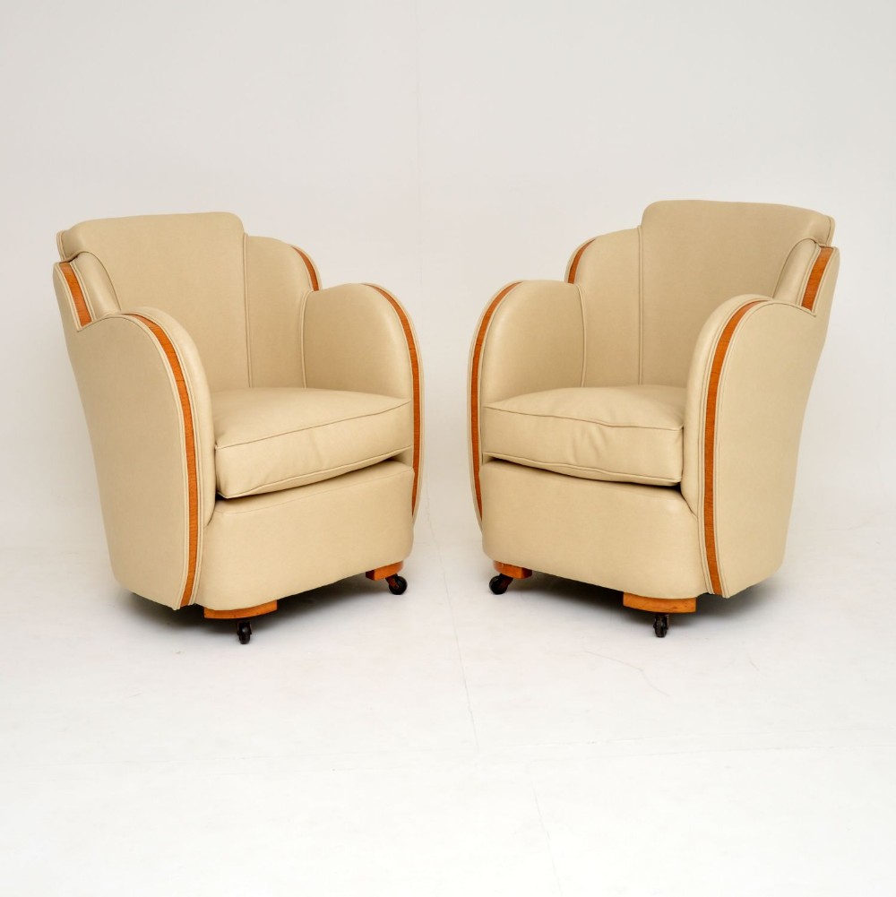 Pair of Original Art Deco Cloud Back Armchairs by Epstein
