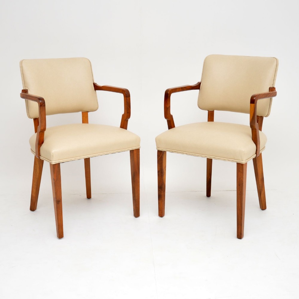 Pair of Vintage Art Deco Walnut Armchairs