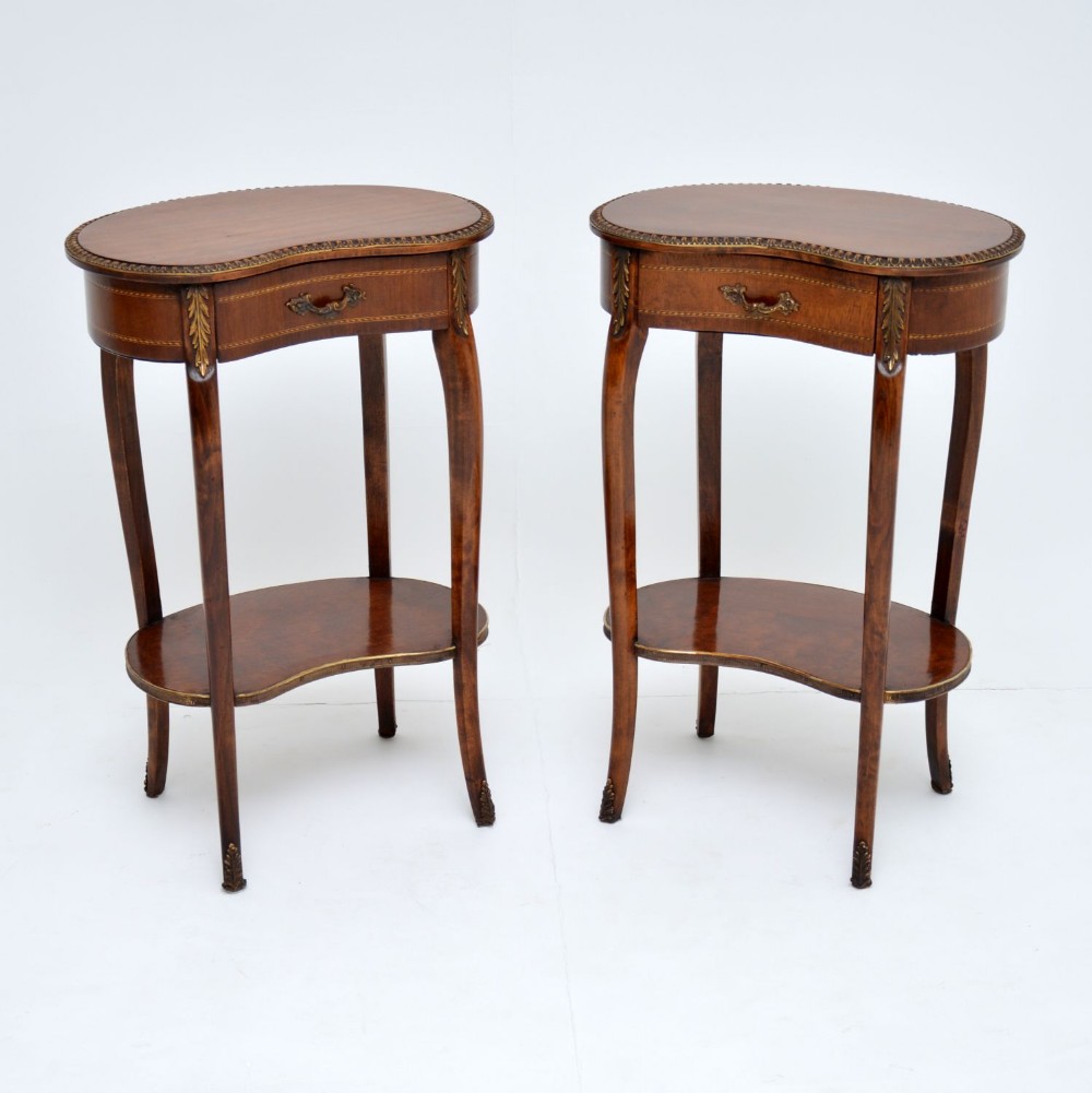 Pair of Antique French Mahogany Kidney Side Tables