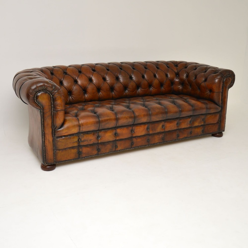 Antique Deep Buttoned Leather Chesterfield Sofa
