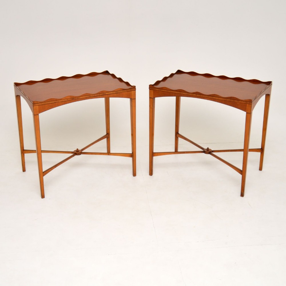 Pair of Antique Sheraton Style Satin Wood Side Tables