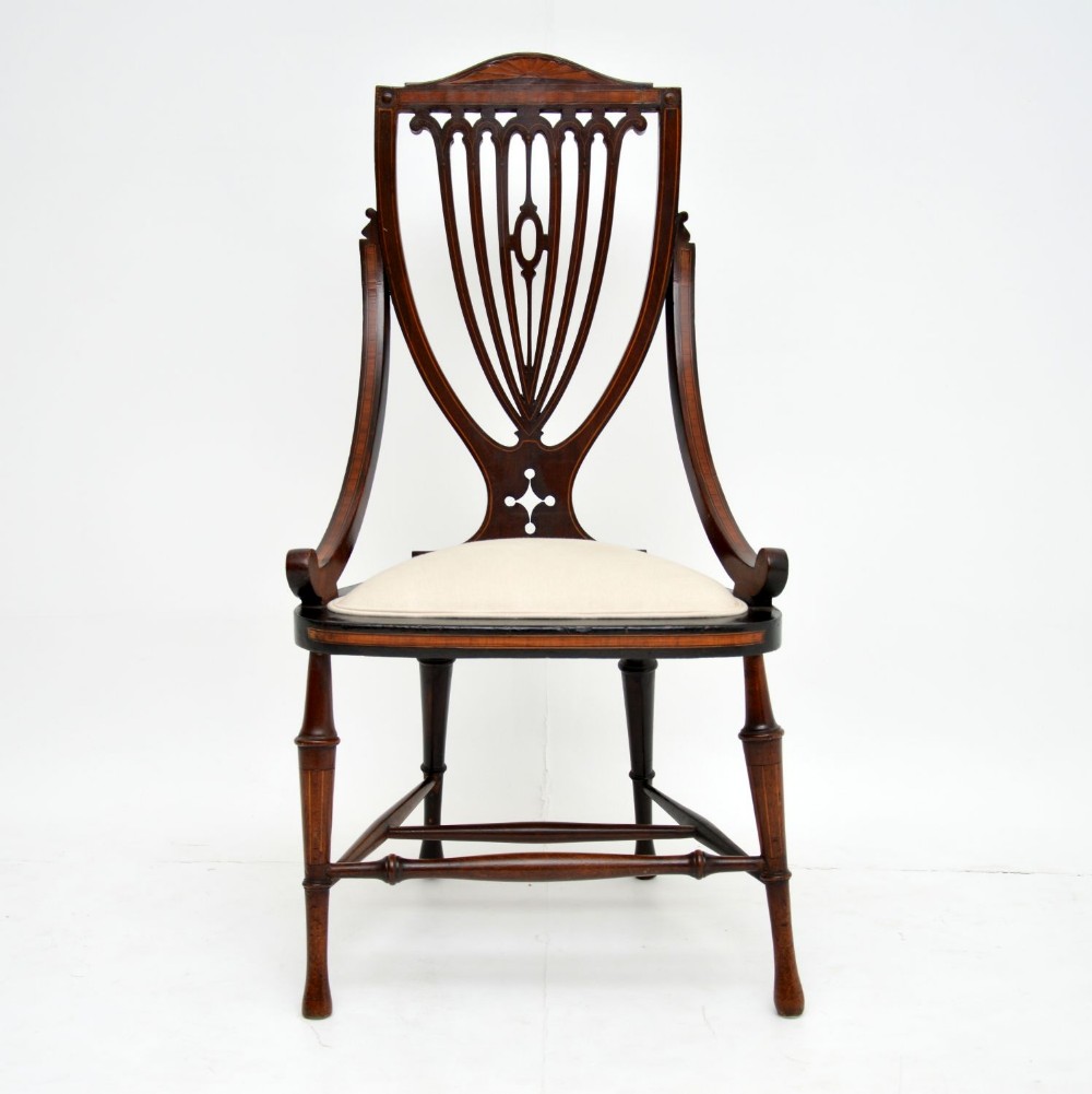 Antique Edwardian Inlaid Mahogany Side Chair