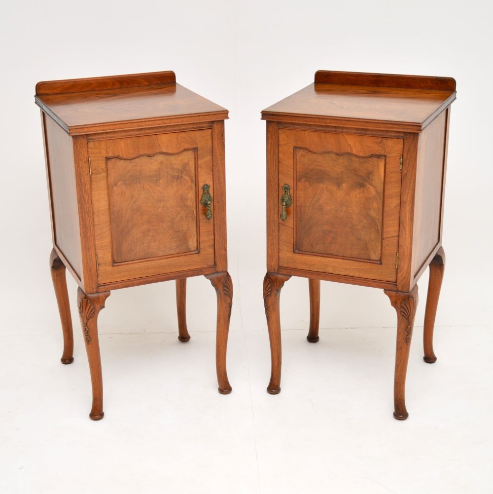 Pair of Antique Walnut Bedside Cabinets
