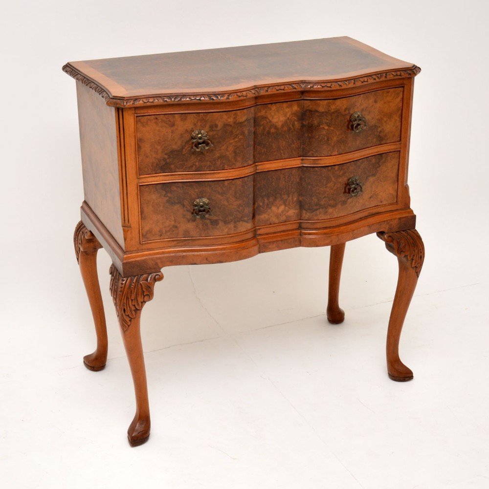 Antique Burr Walnut Lowboy Chest on Legs