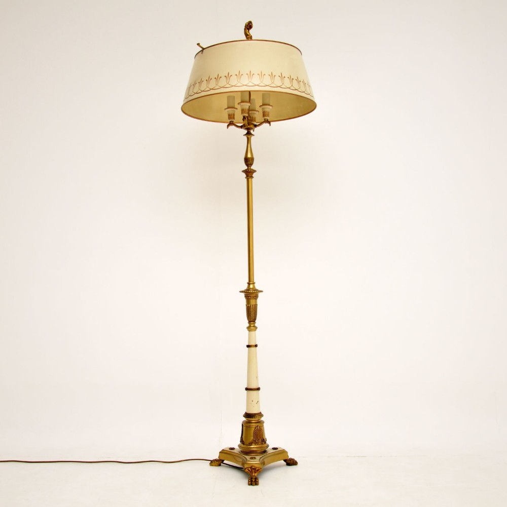 Antique French Tole Floor Lamp & Shade