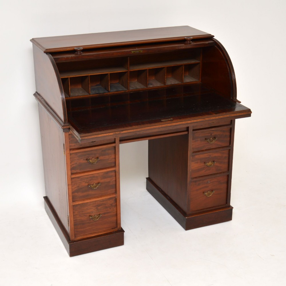 Antique Victorian Mahogany Cylinder Top Desk