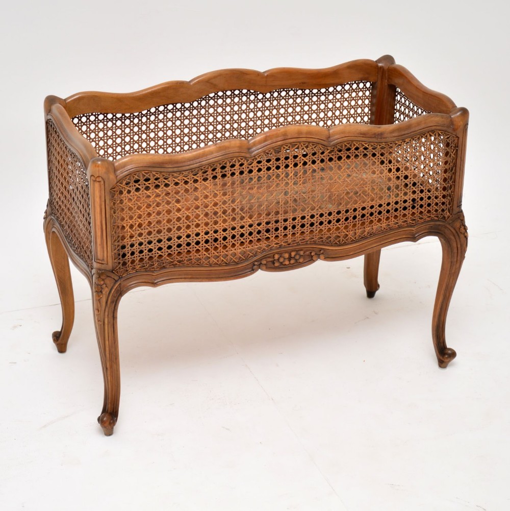 Antique French Walnut & Cane Plant Holder