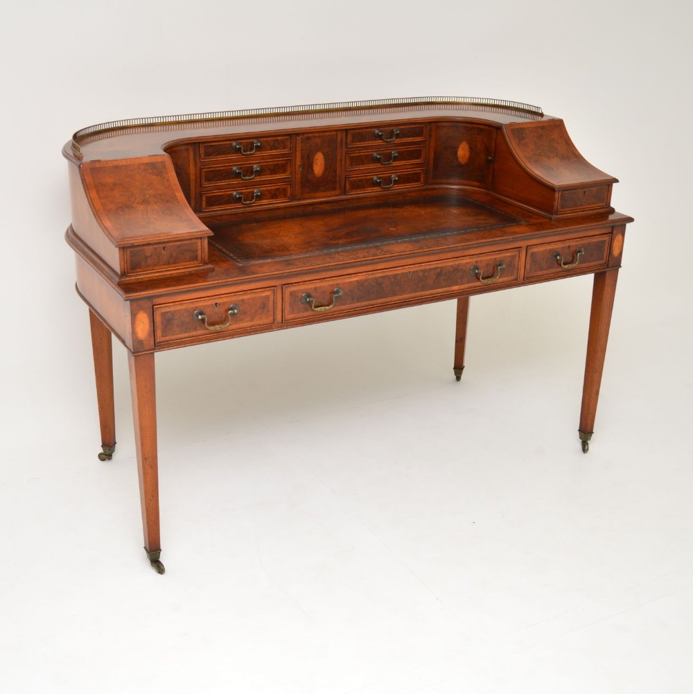 Antique Burr Walnut Carlton House Desk