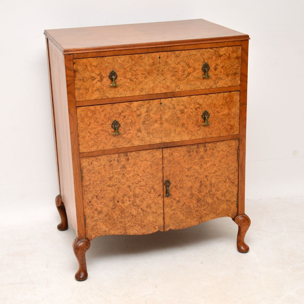 Antique Burr Walnut Chest on Cabinet