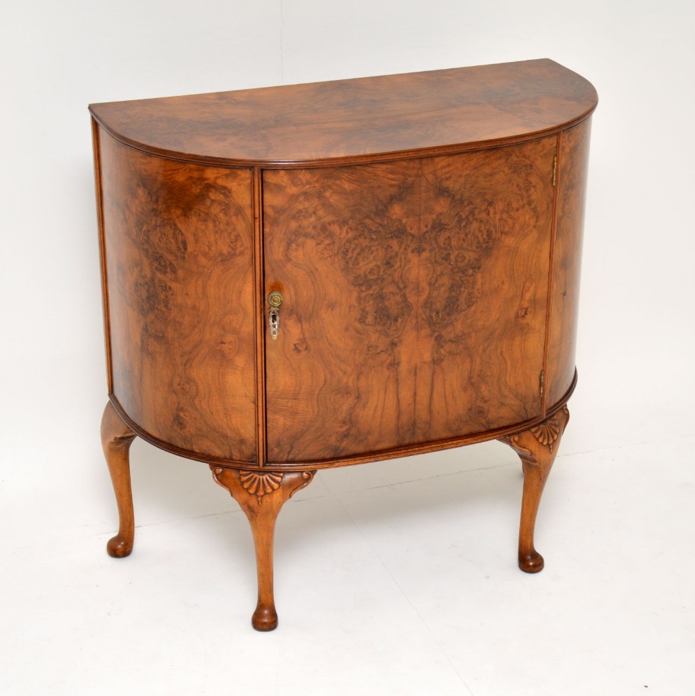 Antique Burr Walnut Cabinet on Legs