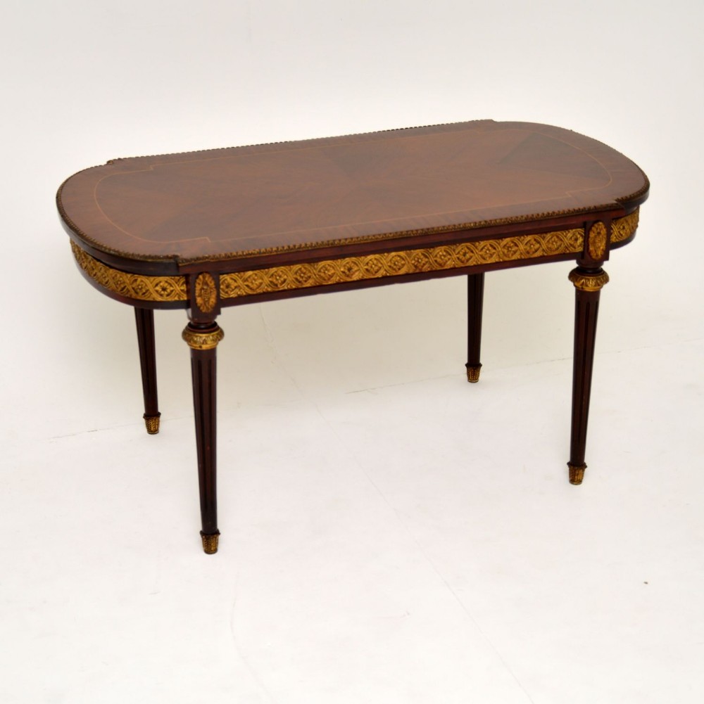 Antique French Inlaid King Wood Coffee Table