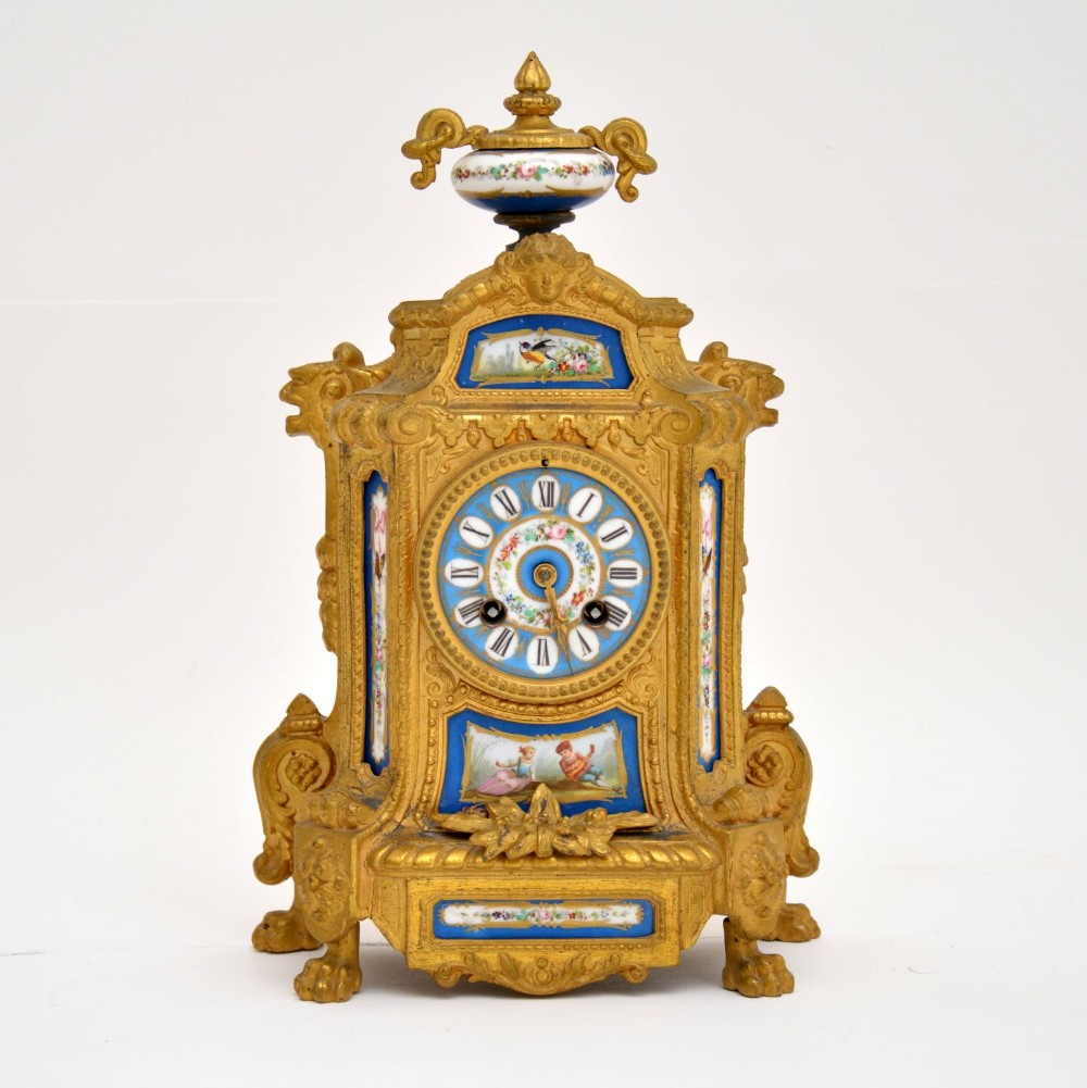 Antique French Gilt Metal Clock by Brunfaut