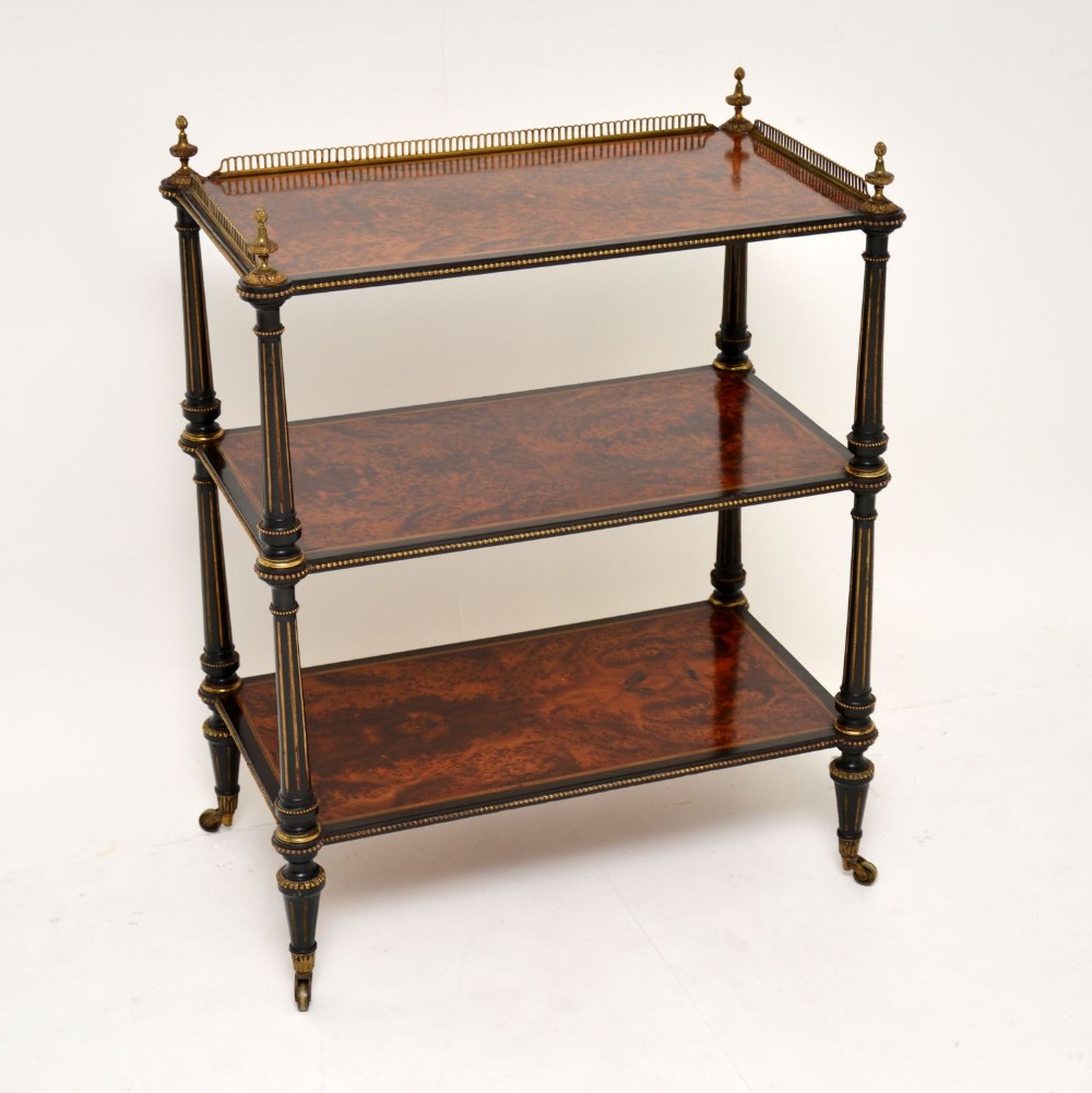 Antique Amboyna & Ebony Etagere Side Table

