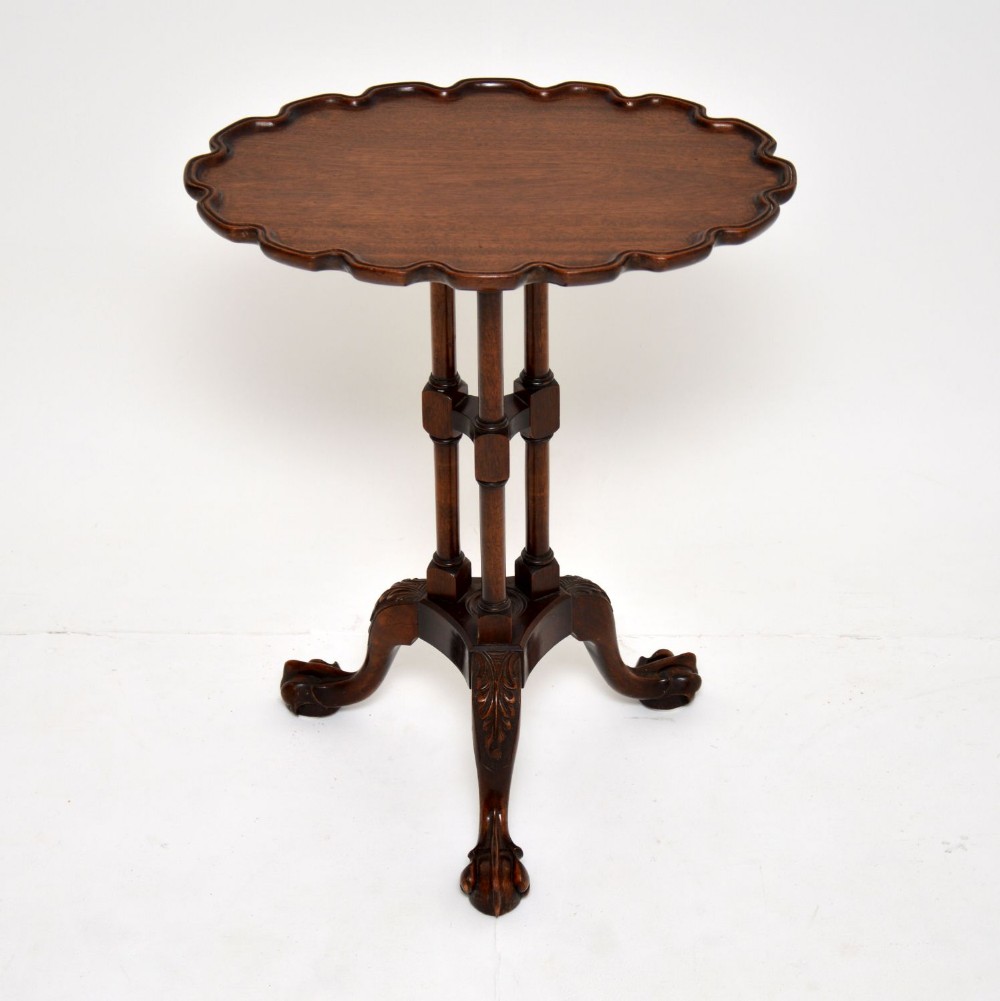 Antique Carved Mahogany Tripod Wine Table