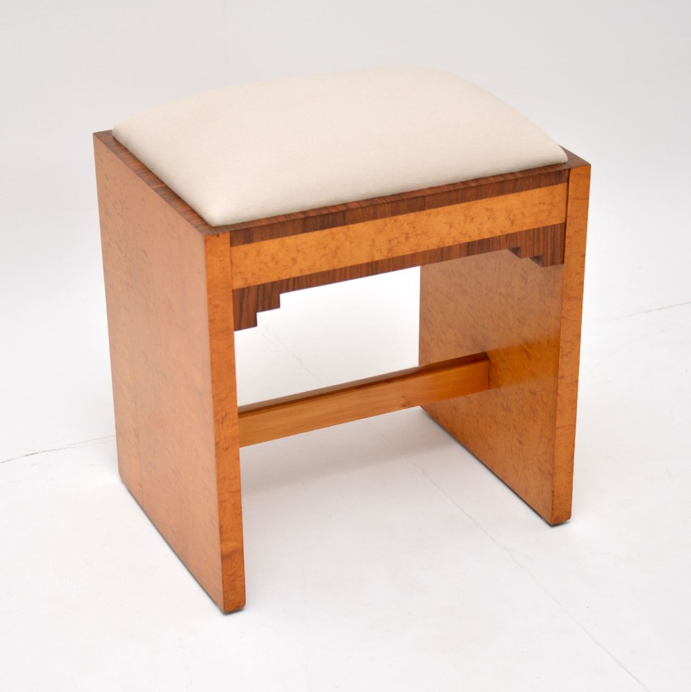 Art Deco Period Burr Maple & Walnut Stool