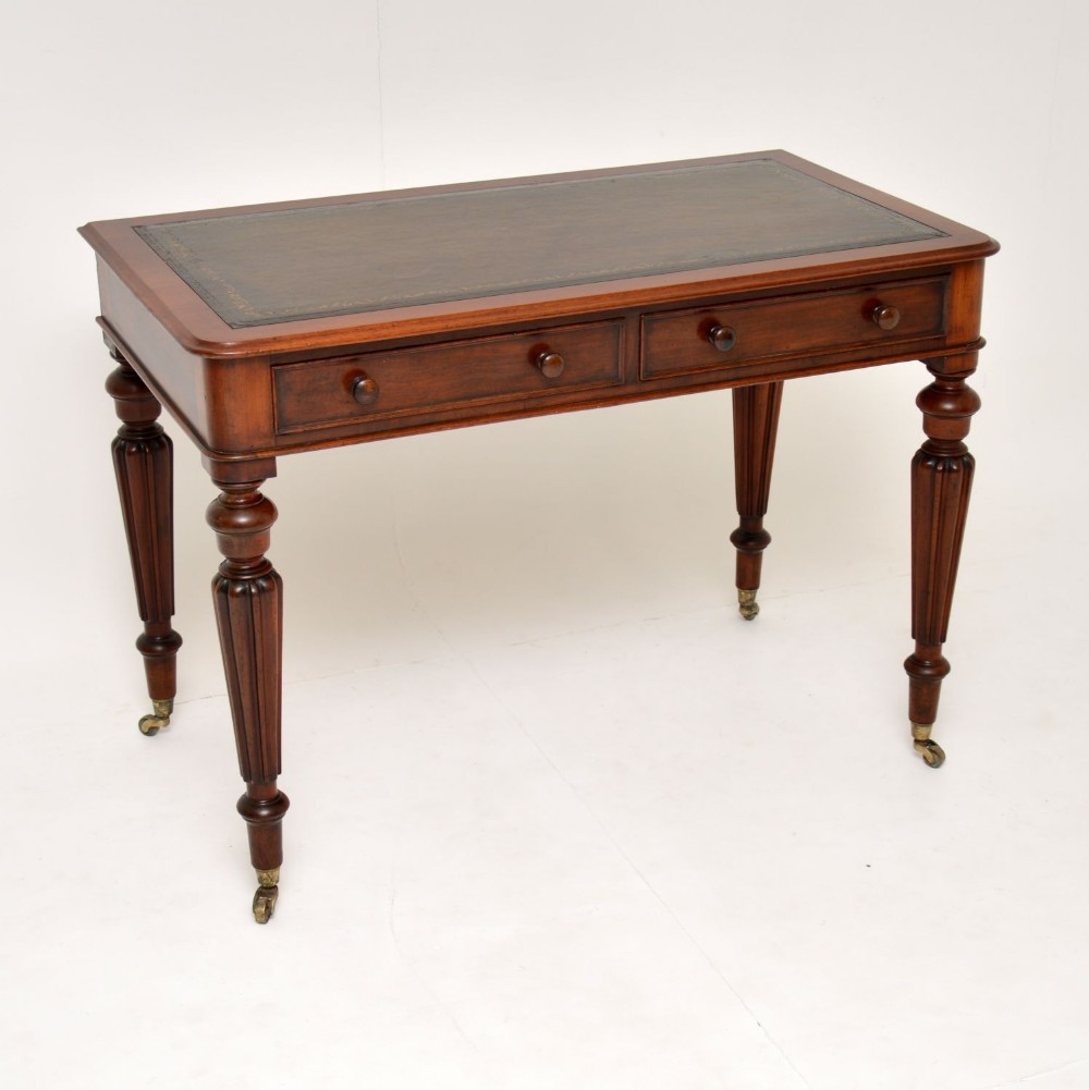 Antique Victorian Mahogany Leather Top Writing Table