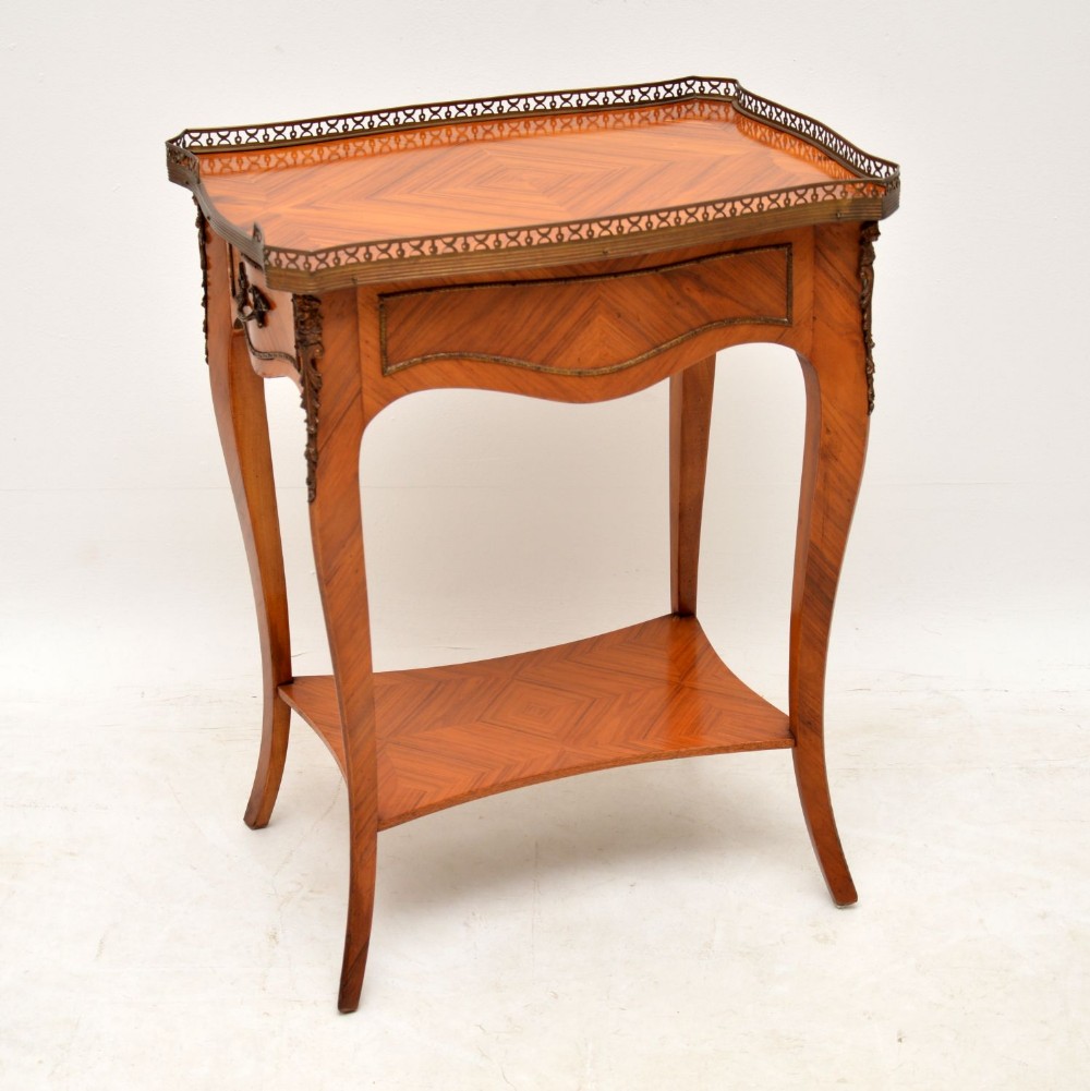 Antique French King Wood Side Table
