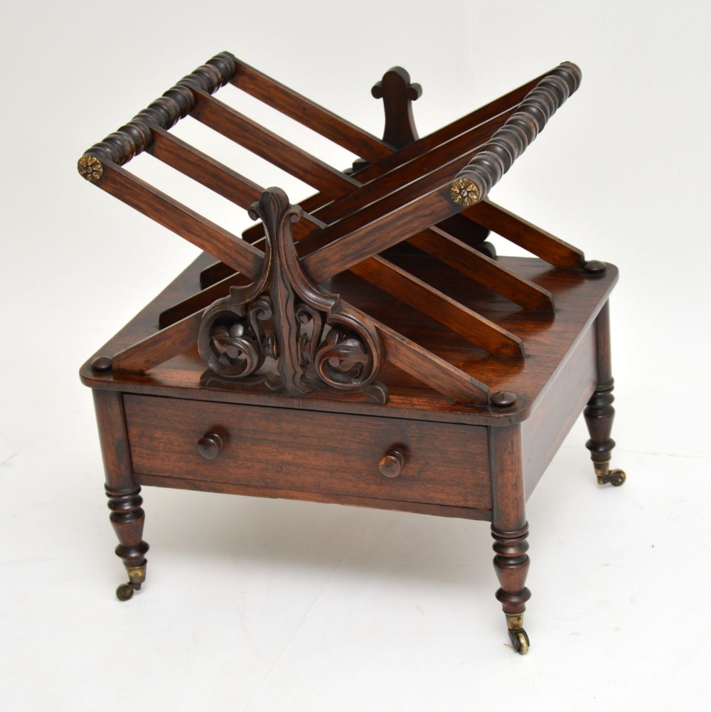 Antique Regency Rosewood Canterbury Magazine Stand