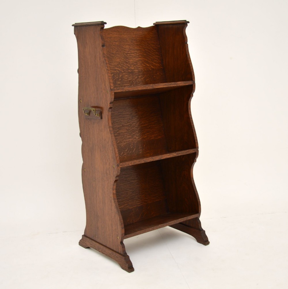 Antique Arts & Crafts Oak Open Bookcase