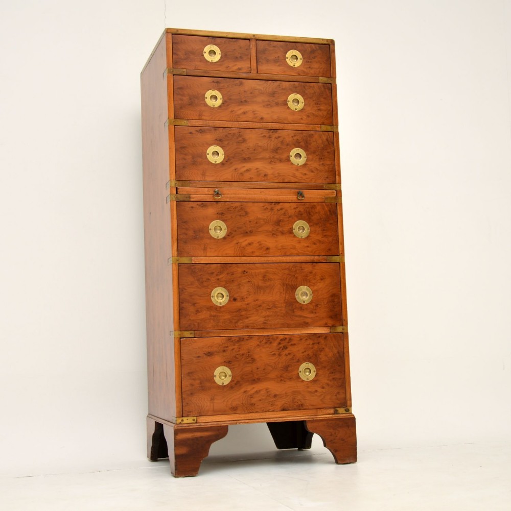 Antique Yew Wood Military Campaign Chest of Drawers
