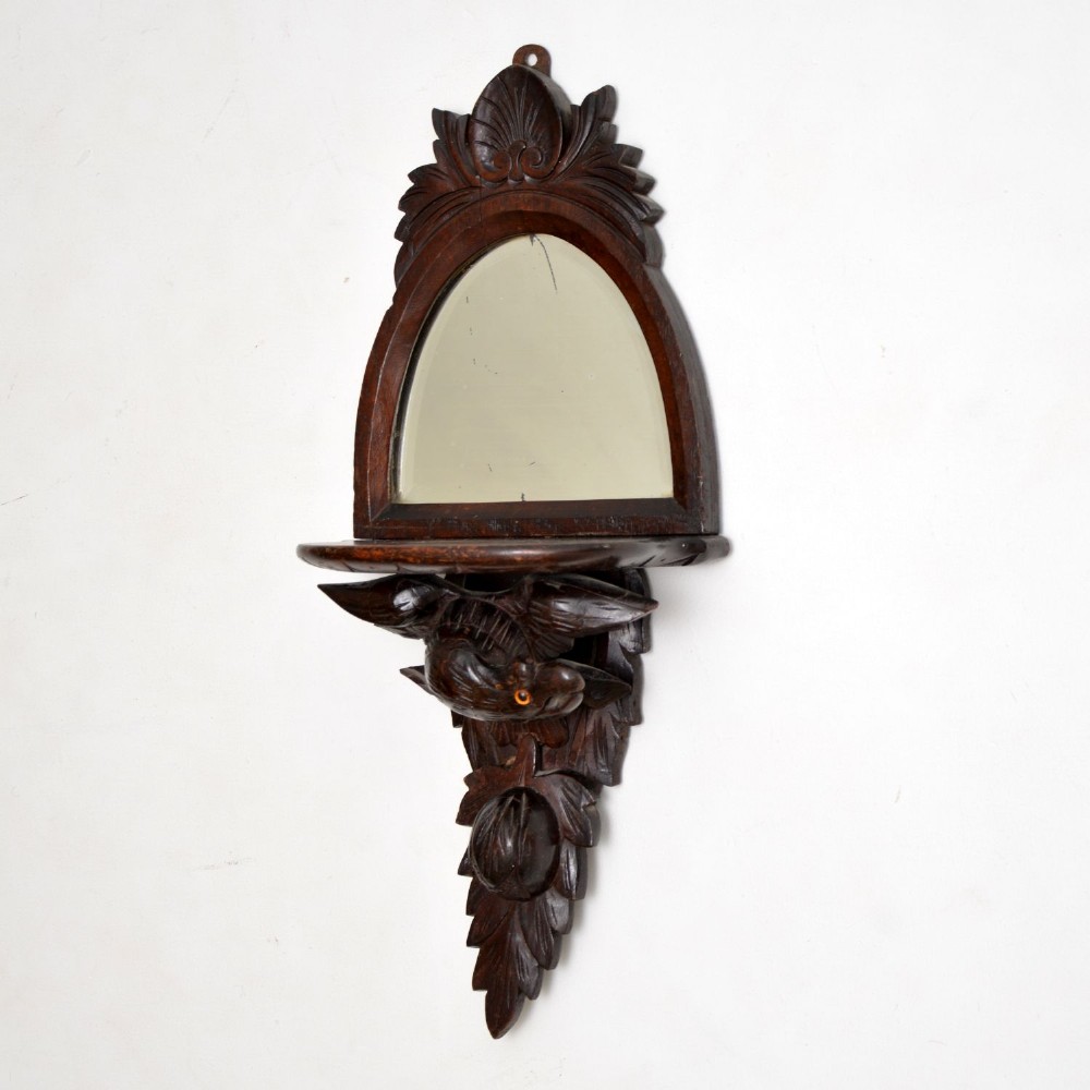 Antique Victorian Carved Eagle Mirror with Shelf