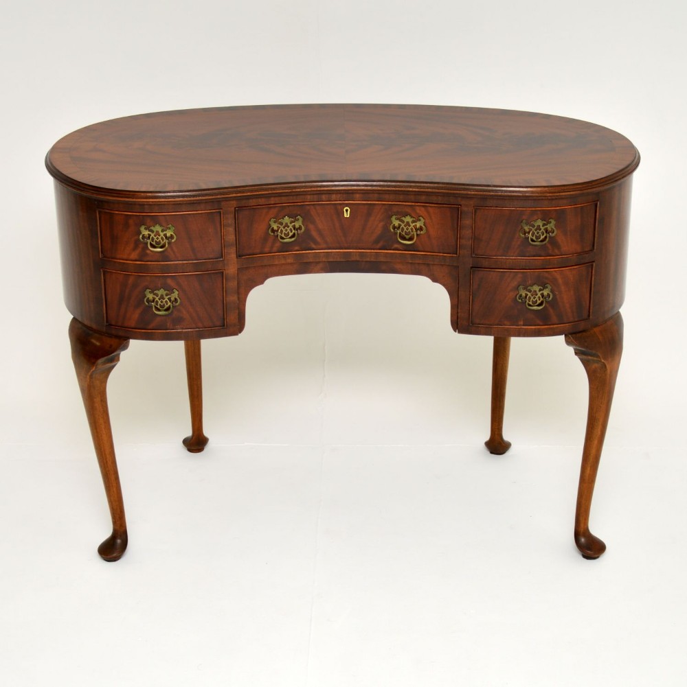 Antique Queen Anne Style Mahogany Kidney Desk