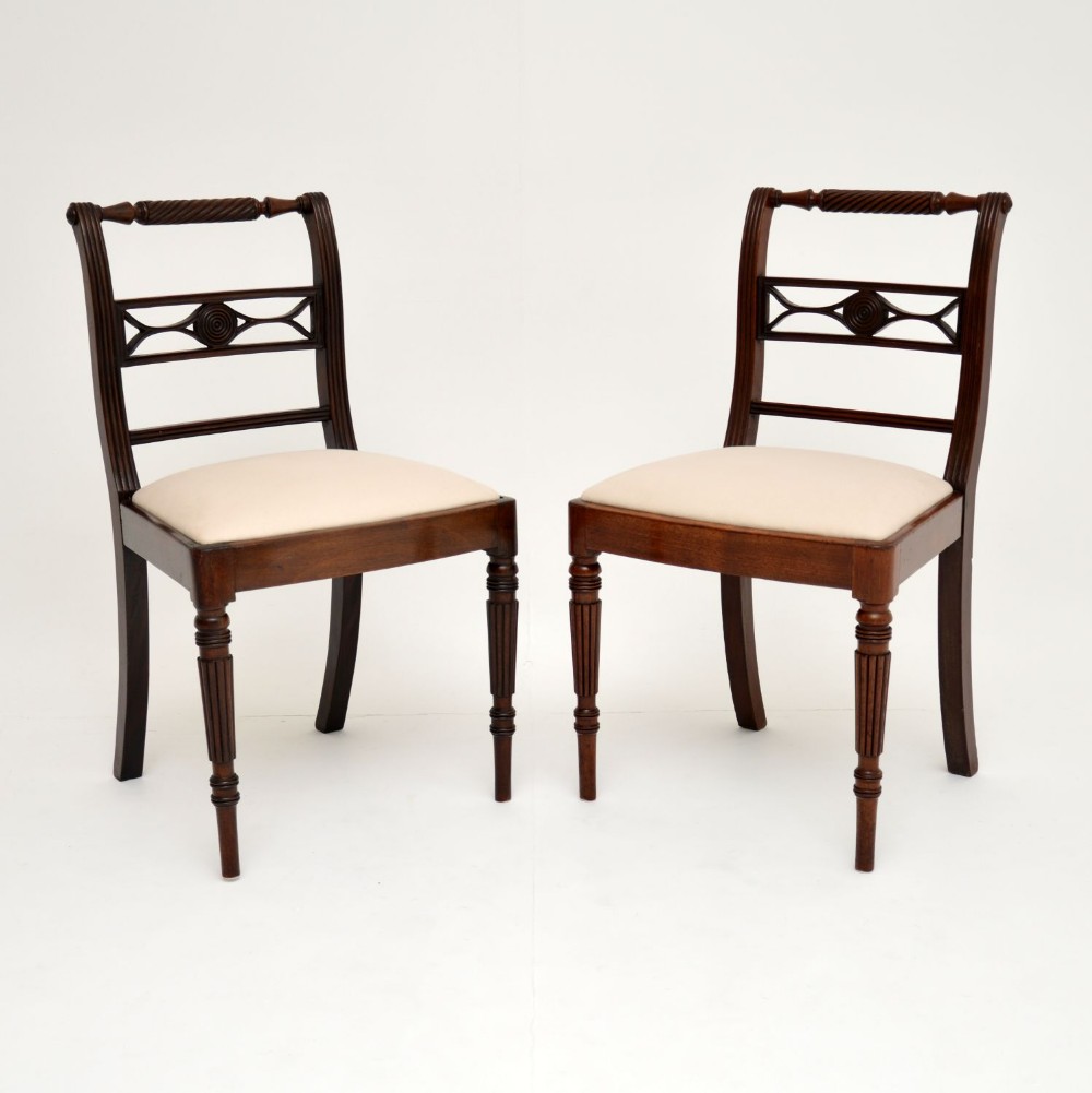 Pair of Antique Regency Mahogany Rope Back Side Chairs