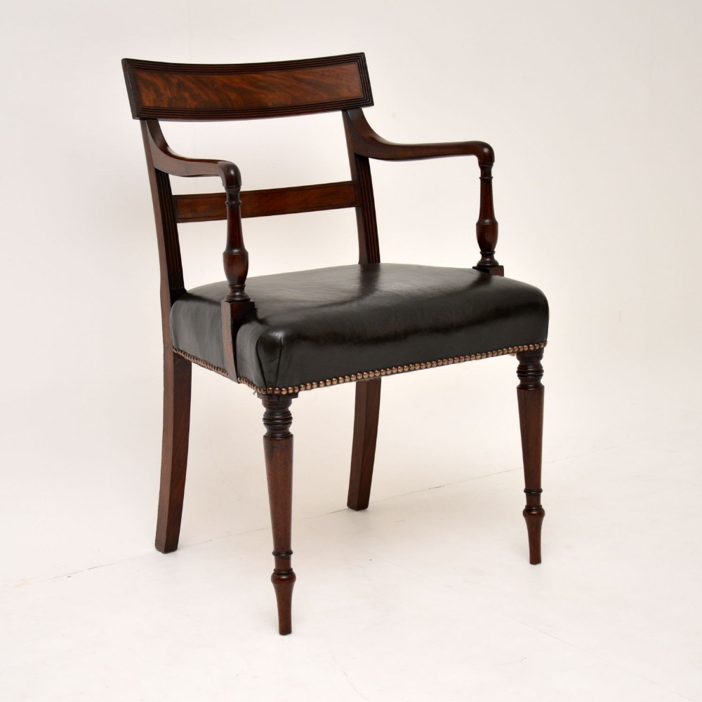 Antique Regency Mahogany & Leather Desk Chair